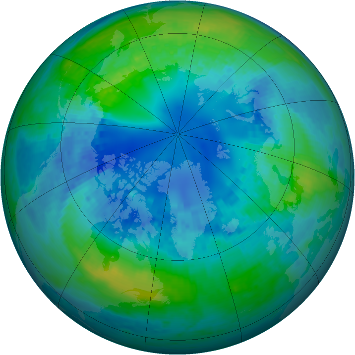 Arctic ozone map for 20 October 2002